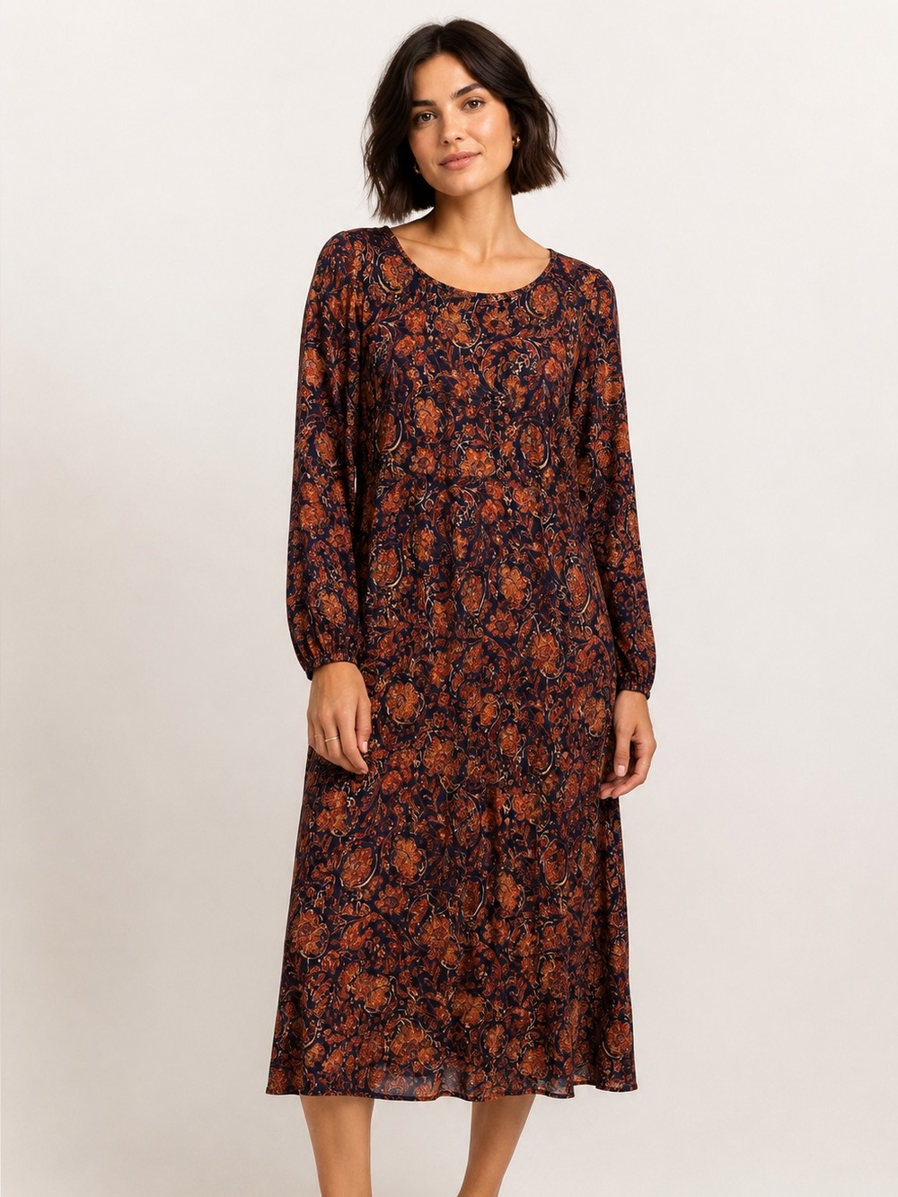 NWT Peruvian Connection dark floral print midi dress size medium